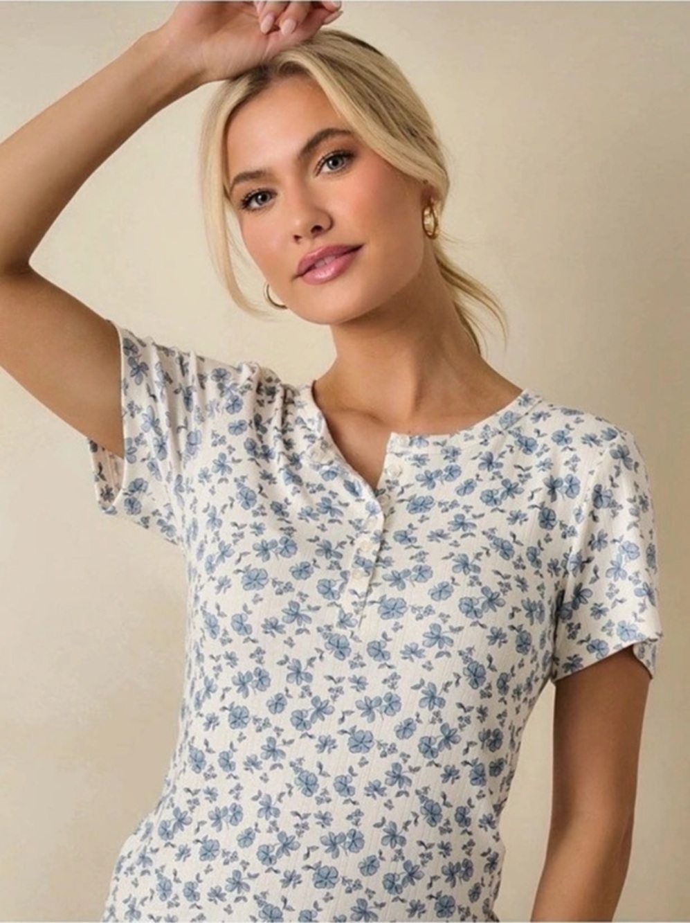 Z Supply Blue Faye Ditsy Floral Top